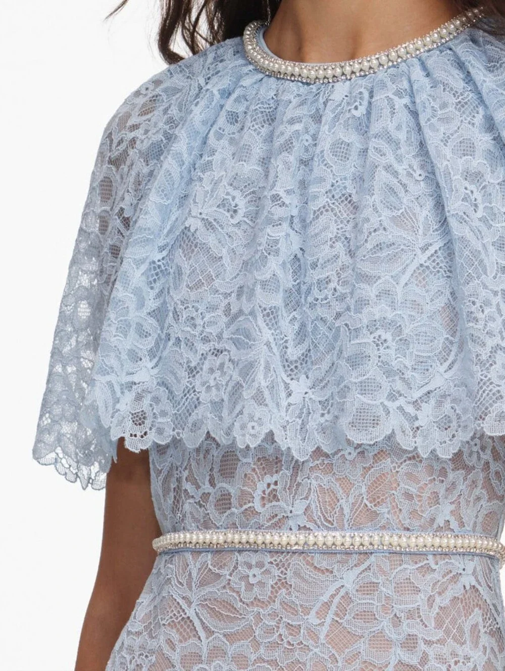 Self Portrait Blue Lace Cape Midi Dress